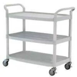 Chariot de service polypropylène Gris clair 3 Plateaux 1100 x 520 x H1020 mm - Matériel CHR Pro