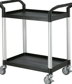 Chariot de service polypropylène Noir 2 Plateaux 800 x 480 x H950 mm - Matériel CHR Pro