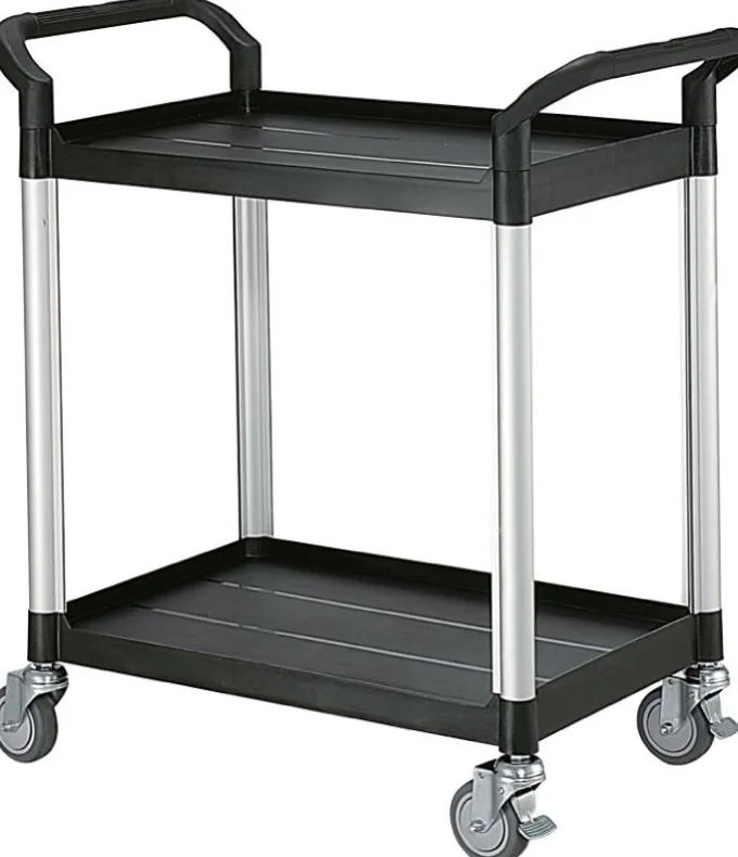 Chariot de service polypropylène Noir 2 Plateaux 800 x 480 x H950 mm - Matériel CHR Pro