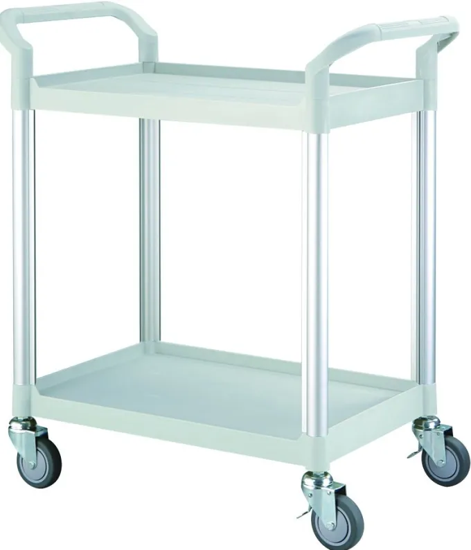 Chariot de service polypropylène Gris clair 2 Plateaux 800 x 480 x H950 mm - Matériel CHR Pro