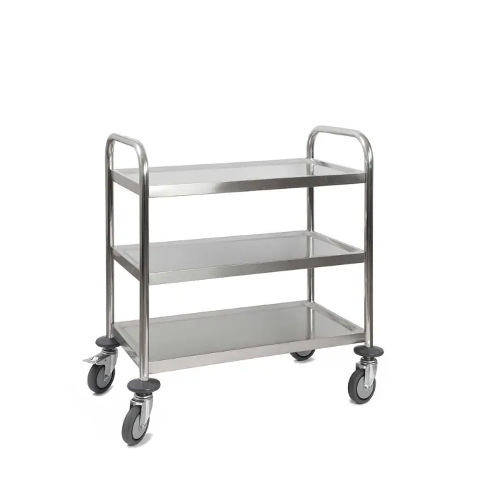 Chariot Inox 3 Plateaux - 710x410xH810 mm - Matériel CHR Pro