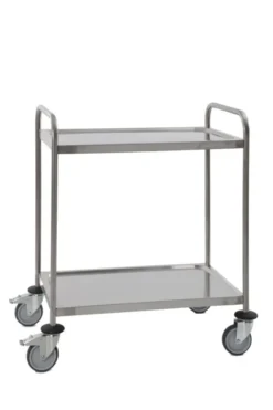 Chariot Inox soudé avec poignée 2 Plateaux 880 x 580 x H1015 mm - Matériel CHR Pro