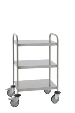 Chariot Inox soudé avec poignée 3 Plateaux 625x425x H1018,5mm - Matériel CHR Pro