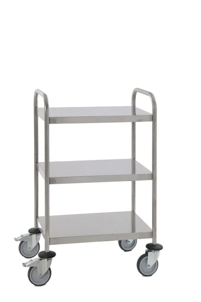 Chariot Inox soudé avec poignée 3 Plateaux 625x425x H1018,5mm - Matériel CHR Pro