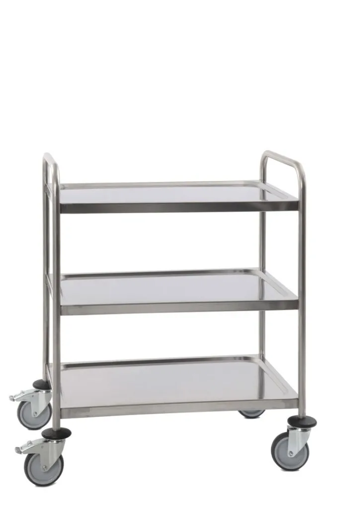 Chariot Inox soudé 3 Plateaux 880x580xH1015mm - Matériel CHR Pro
