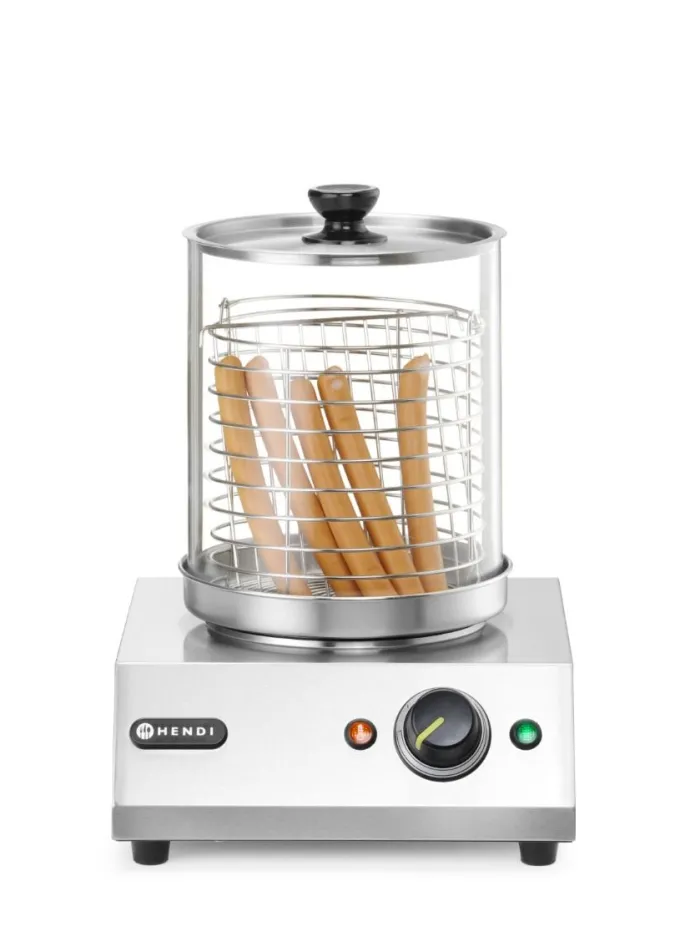 Chauffe-Saucisses Rond Vapeur - Inox - Verre Trempé - Hendi