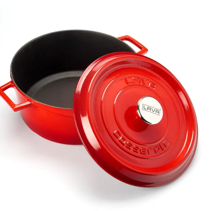 Cocotte Poêle à Frire LAVA en Fonte Rouge - Ø 24 cm - Combisteel