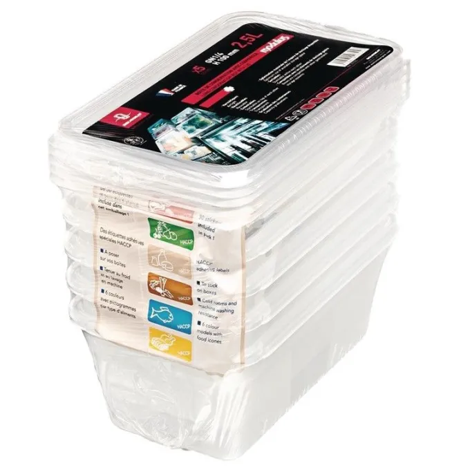 Conteneur de stockage professionnel avec couvercle - Bourgeat GN 1/4 - Lot de 5