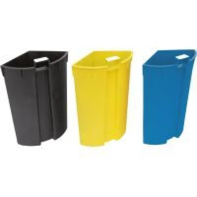 Corbeille de Tri Sélectif 13L avec 3 Compartiments Noir Jaune Bleu - Probbax