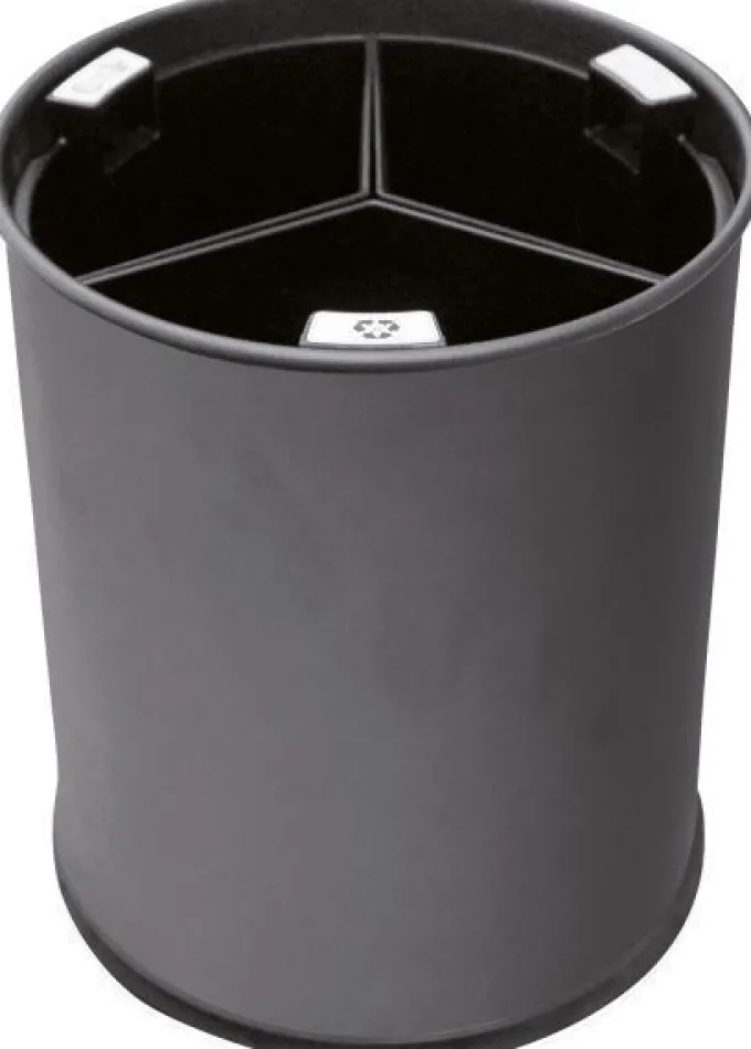 Corbeille de Tri Sélectif 13L avec 3 Compartiments Noirs - Probbax