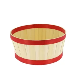 Corbeille Ronde Bambou Bordure Rouge Ø22 Lot de 20 - Créapak