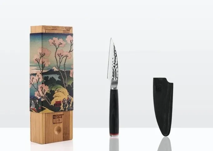 Couteau d'Office avec Saya et Boîte en Bambou - Lame 10 cm - Kotai