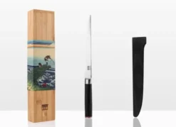 Couteau à Poisson pour Filet de Sole avec Saya et Boîte en Bambou Lame 200 mm - Kotai