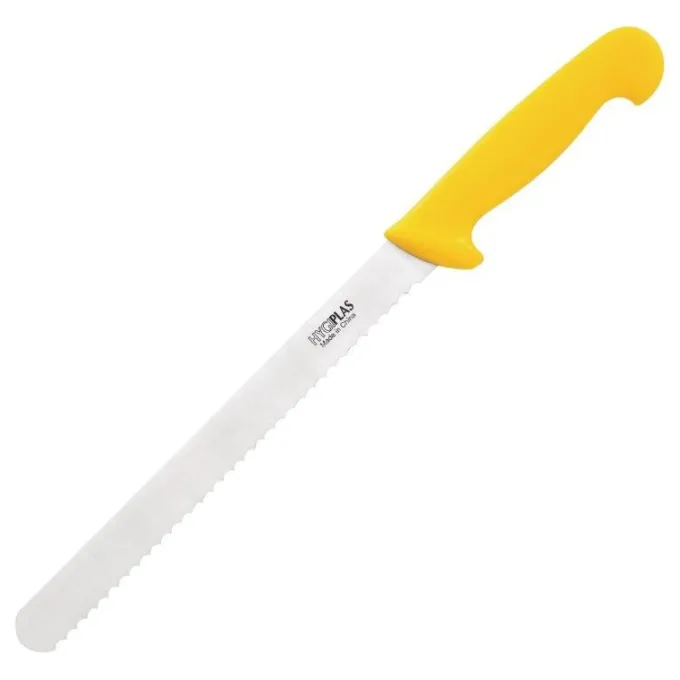 Couteau Pro à Trancher Denté Jaune 255 mm - Hygiplas