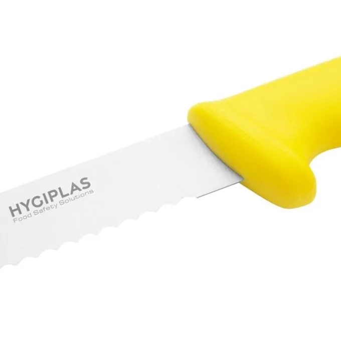 Couteau Pro à Trancher Denté Jaune 255 mm - Hygiplas