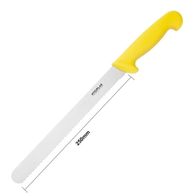 Couteau Pro à Trancher Denté Jaune 255 mm - Hygiplas