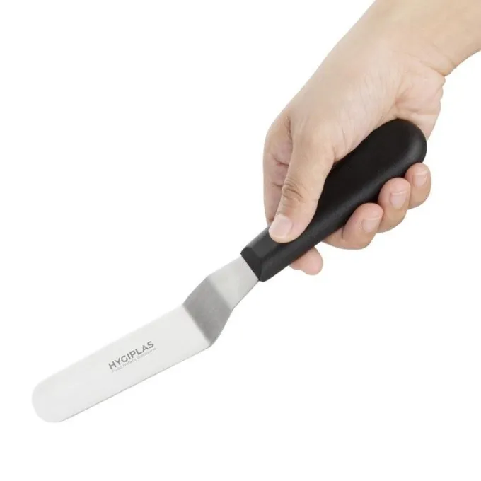 Couteau Spatule Professionnel Coudé Noir 100 mm - Hygiplas
