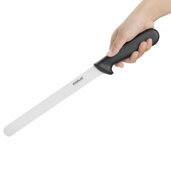 Couteau à Trancher Denté Noir 250 mm - Hygiplas