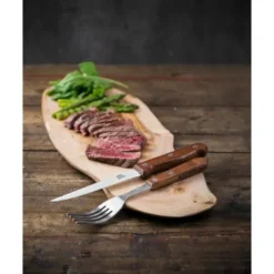 Couteau à Viande 215 mm Lame Dentée Manche en Bois Lot de 12 Olympia
