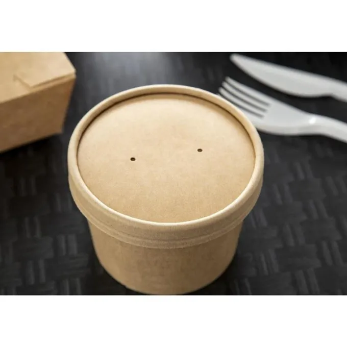 Couvercle pour Bol à Soupe Kraft Recyclable 225 ml et 350 ml - Lot de 500 -col Colpac
