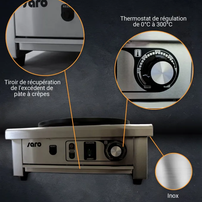Crêpière Electrique 1 Plaque en Fonte Adhésive 400 mm - L2G