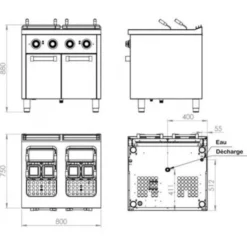 Cuiseur à Pâtes Electrique 2x25 Litres Série 750 - Hr Fainca