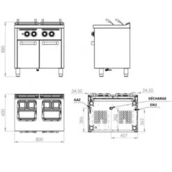 Cuiseur à Pâtes Gaz 2x25 Litres Série 600 sur Placard - Hr Fainca