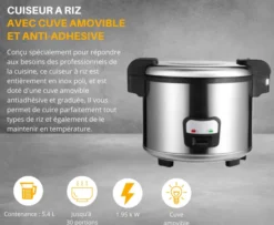Cuiseur à Riz Inox - Cuve Amovible 5,4 L - Maintien Chaud - L2G