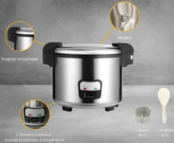 Cuiseur à Riz Inox - Cuve Amovible 5,4 L - Maintien Chaud - L2G