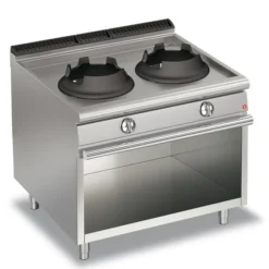 Cuisinière Wok à Gaz - 2 feux sur placard ouvert - P 700 - 28 kW - Baron