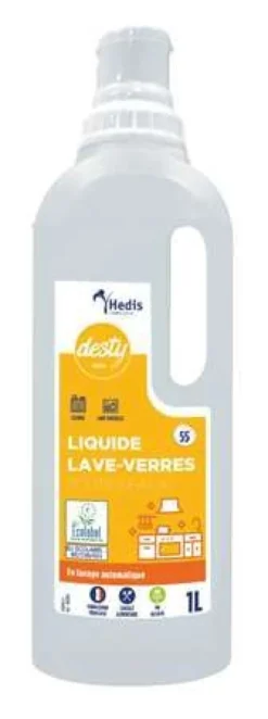 Desty Liquide Lave verres toutes Eaux Flacon de 1L - Lot de 4 Colis de 6 - Sodel