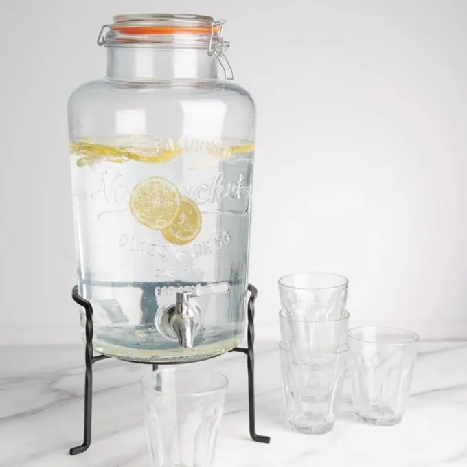 Distributeur d'Eau Rétro en Verre avec Socle 8,5 L - Olympia