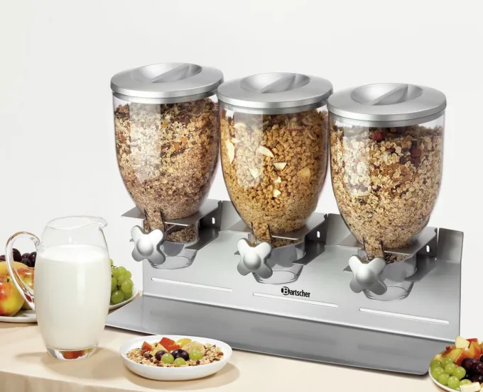 Distributeur de Céréales/Aliments Secs Triple - 3 x 3,5 L - Bartscher