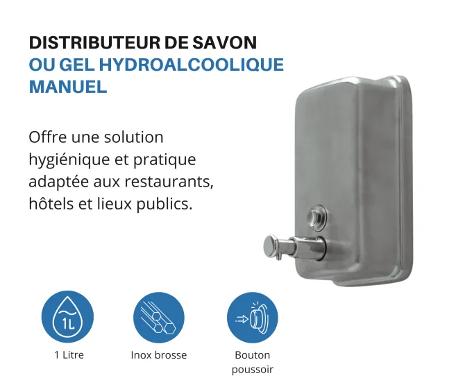 DISTRIBUTEUR DE SAVON OU GEL HYDROALCOOLIQUE