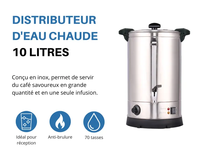 DISTRIBUTEUR EAU CHAUDE DOUBLE PAROI 10 LITRES - L2G