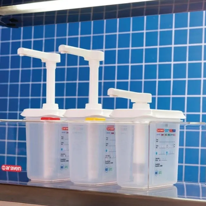 Distributeurs de sauce transparents Lot de 3 GN 1/9 - Araven