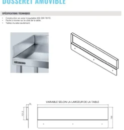 Dosseret Gauche en Inox Latéral Amovible pour Plonges - Gamme 600 - Distform