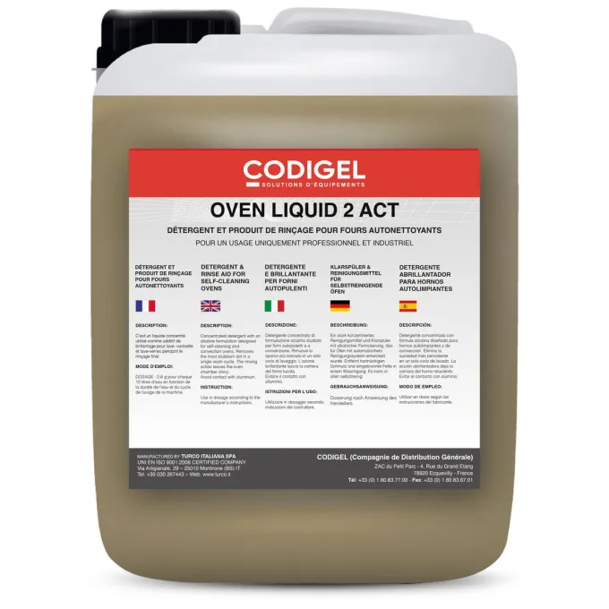 Détergent Produit de Rinçage 2en1 pour Fours Autonettoyants - Bidon de 10 kg - Codigel