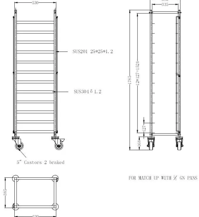 Echelle Démontable 12 GN 1/1 - Combisteel