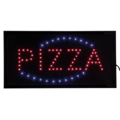 Enseigne LED "PIZZA" - Lumière clignotante Rouge, vert & bleu - 220v AC adaptateur +130cm cable - Securit