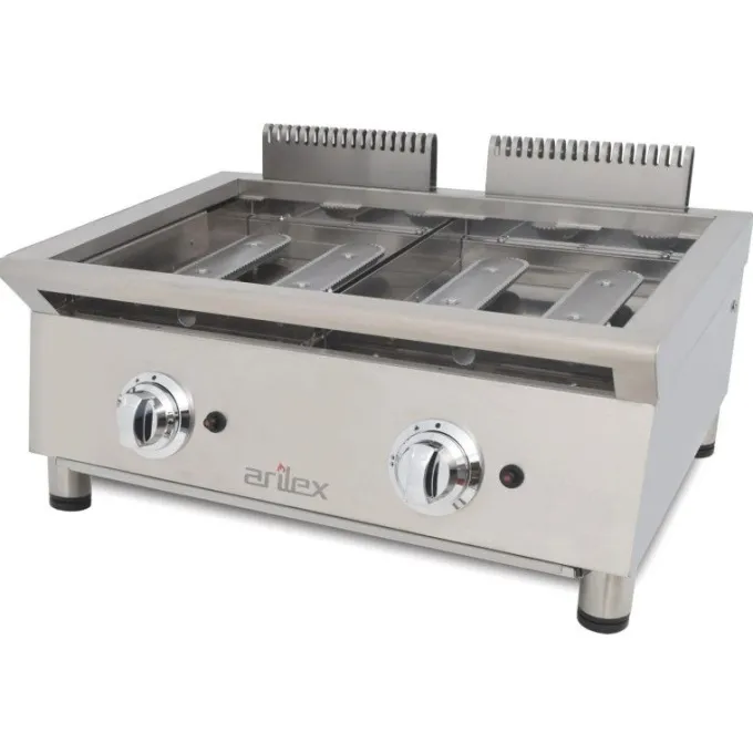 Ensemble de Cuisson Combiné FLEXI Série 600 - Meuble avec 2 Grilles et Frytop Chromé - Arilex