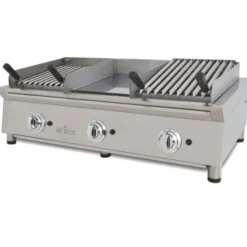 Ensemble de Cuisson Combiné FLEXI Série 600 - Meuble avec 2 Grilles et Frytop Chromé - Arilex