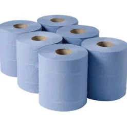 Essuie-Mains Bleu 2 Plis à Dévidage Central Contact Aimentaire - Lot de 6 - Jantex