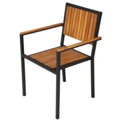 Fauteuil en Acier & Bois d'Acacia - Lot de 4 - Bolero