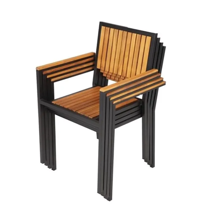 Fauteuil en Acier & Bois d'Acacia - Lot de 4 - Bolero