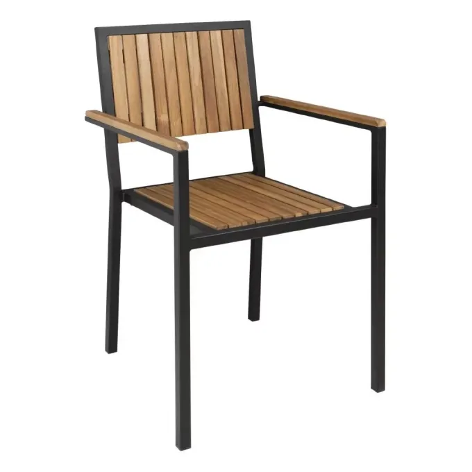 Fauteuil en Acier & Bois d'Acacia - Lot de 4 - Bolero