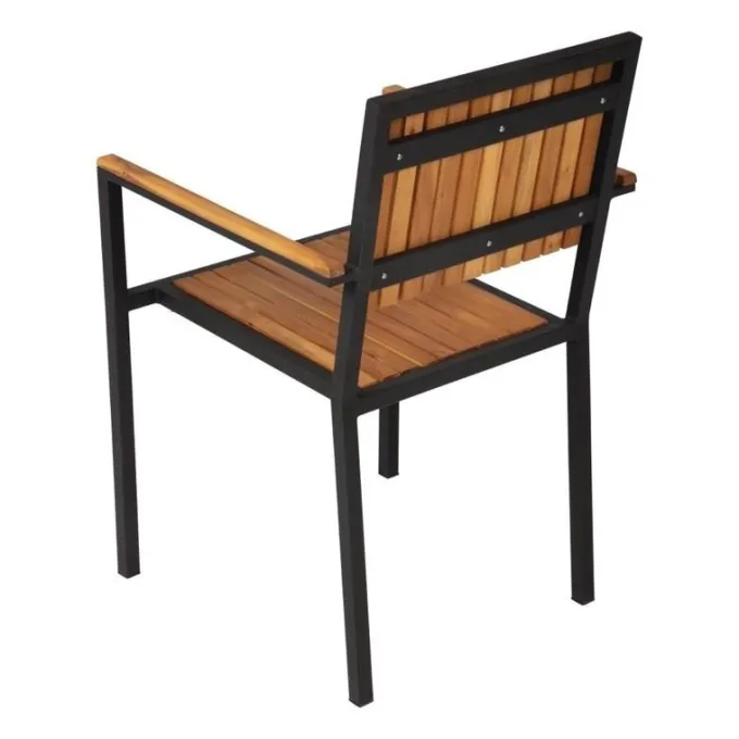 Fauteuil en Acier & Bois d'Acacia - Lot de 4 - Bolero