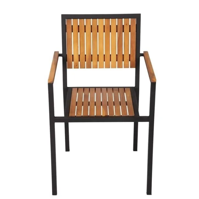 Fauteuil en Acier & Bois d'Acacia - Lot de 4 - Bolero