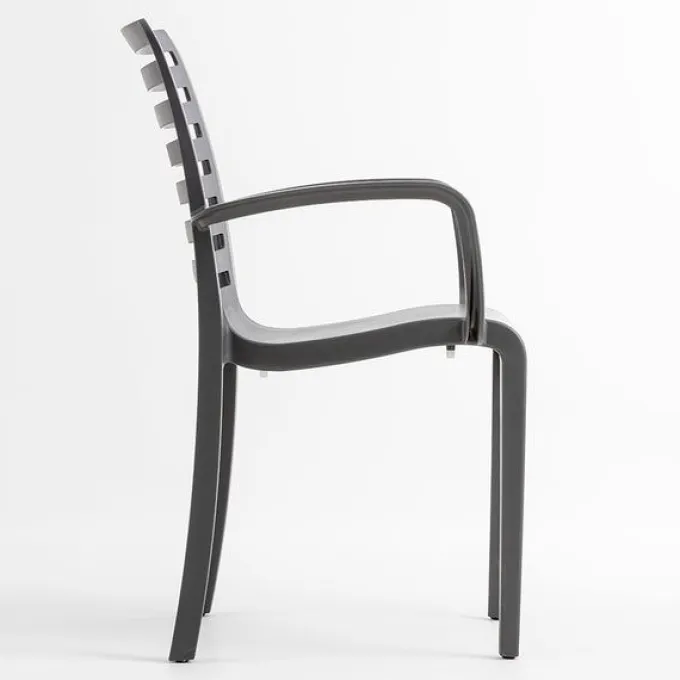 Fauteuil Restaurant SLAT Anthracite Recyclé - Lot de 6 - Grosfillex