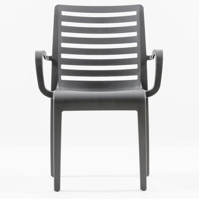 Fauteuil Restaurant SLAT Anthracite Recyclé - Lot de 6 - Grosfillex